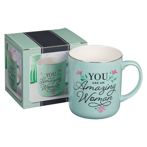 You Are An Amazing Woman Teal Ceramic Coffee Mug