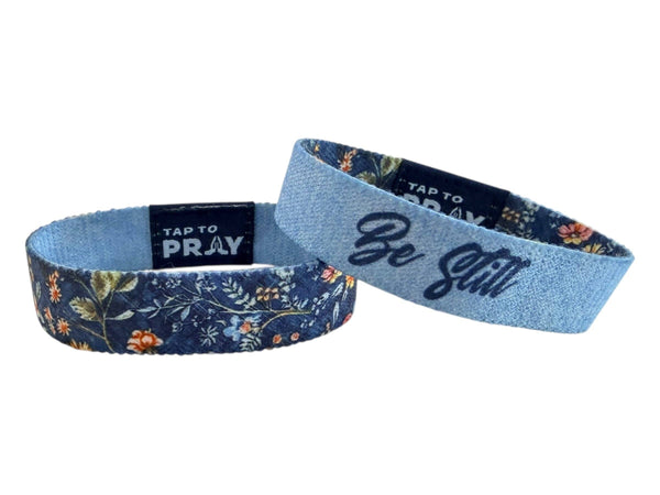Tap To Pray® Wristband – Wildflower - Be Still: Extra Small