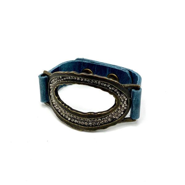 Live Edge Pave Open Center Oval Bracelet: Black w Black Diamond