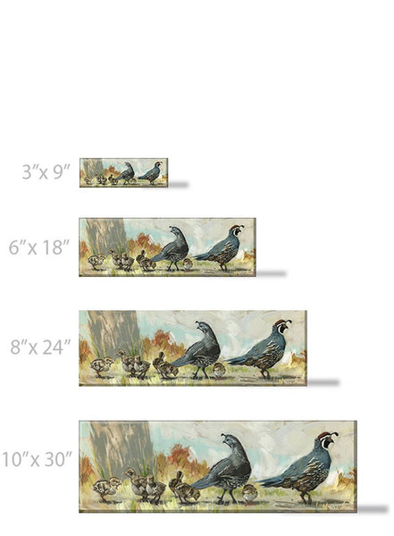 QUAIL FAMILY GICLEE WALL ART: Multicolor / Mini: 3x9x1 inches