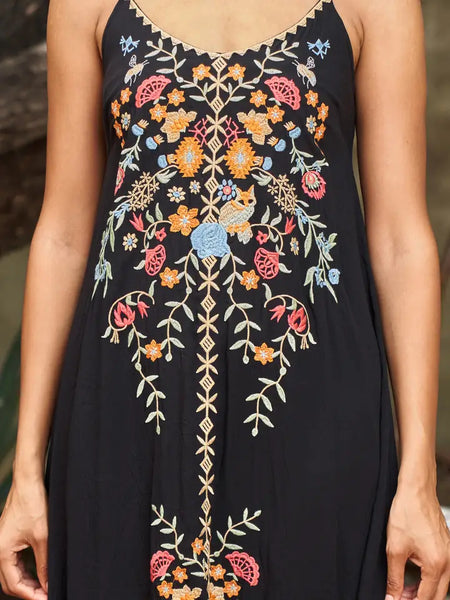 Viscose Hi-Low Slip Dress, Embroidery
