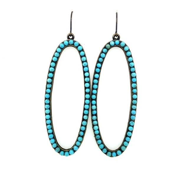 Open Oval Drop Earrings: Black Diamond