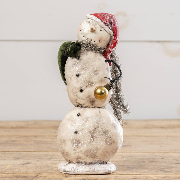 10.75" SNOWMAN W/ GOLD ORNAMENT