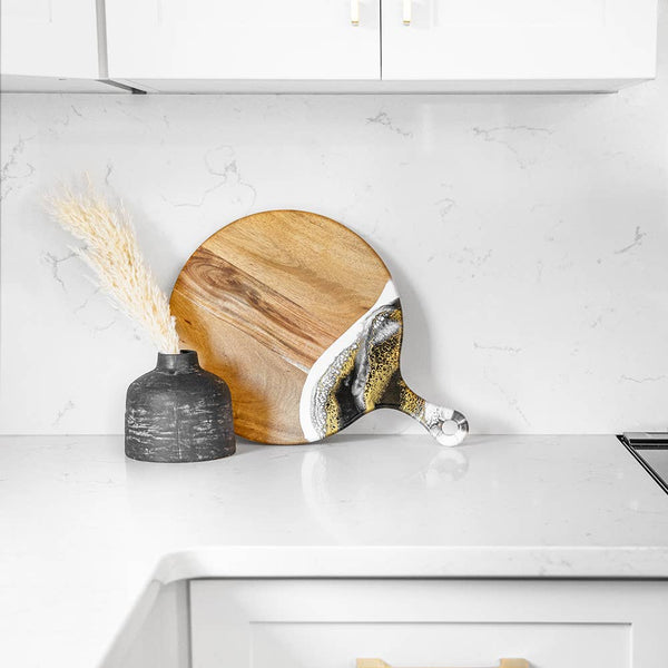 Cheeseboards - 12" Round w/handle: Gold Quartz