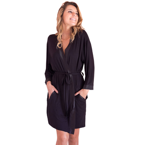 Bamboo Kimono Robe: Small/Medium / Black