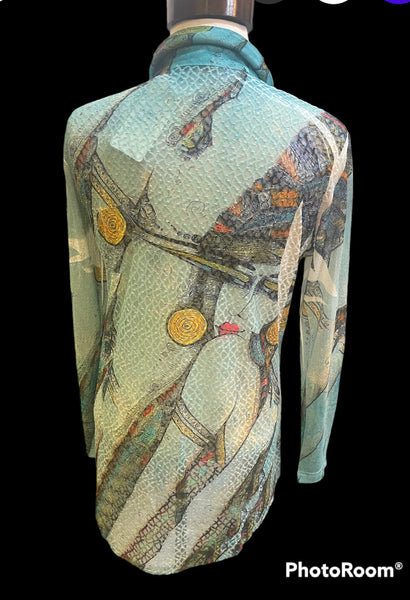 Kamana Turquoise Button Front Face Shirt