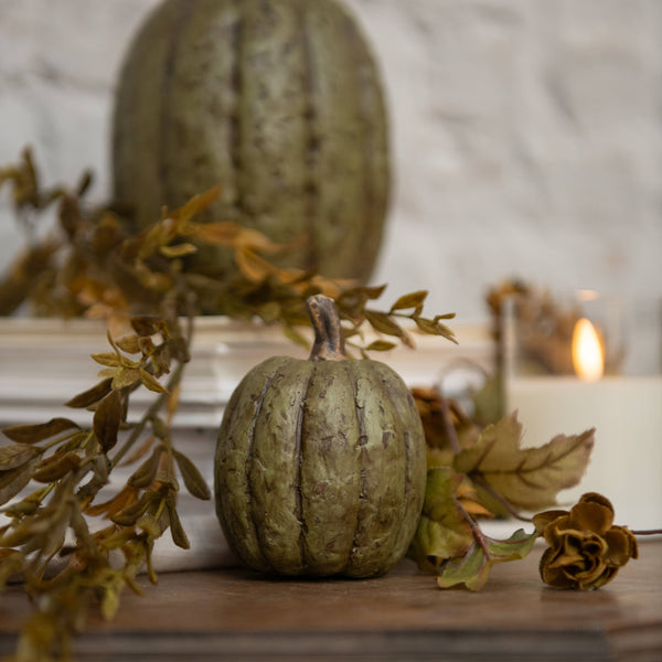 3.75" OLIVE GREEN TALL PUMPKIN