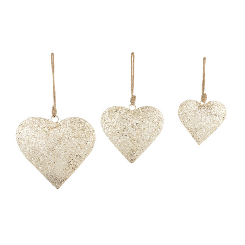 Assorted Glitter Heart Ornaments