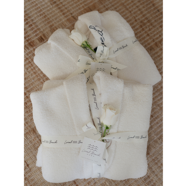Local Beach Love Collection Heart Luxe Robe: Cream/Black / One Size Fits Most