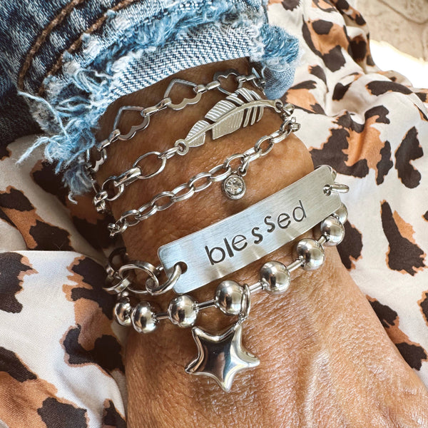 Hand Stamped Blessed Bracelet : 7.5"