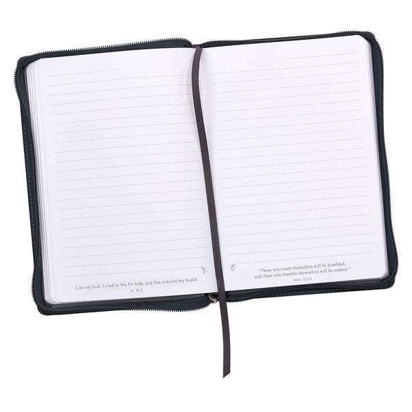 Journal Classic Zip Gray Be Strong Joshua 1:9