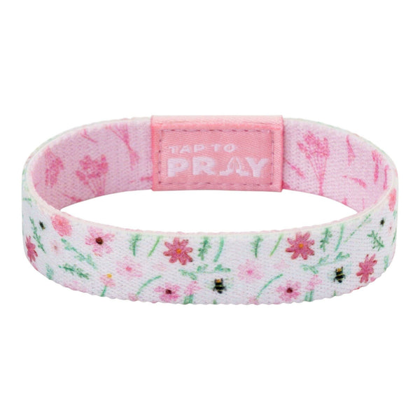 Tap To Pray® Wristband – Meadows - White: Small