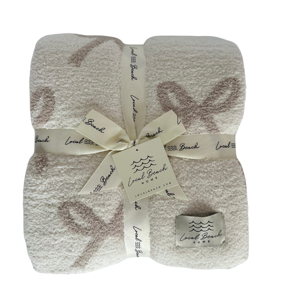 Bow Luxe Home Blanket: Cream/Sand