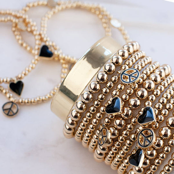 enamel heart bracelet: Gold/Teal