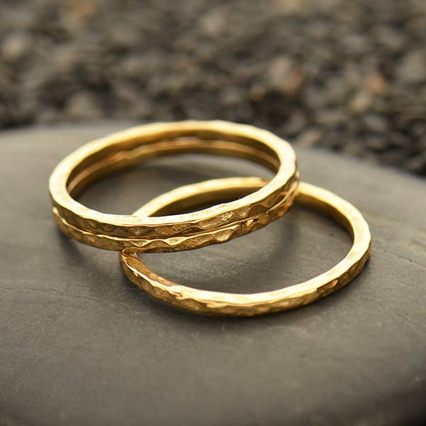 Silver, Bronze or Gold Hammer Finish Stacking Rings: Sterling Silver / 9