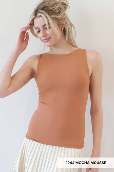 NS8321 - Clean Line Boat Neck Tank Top: 2213 Butter Cream