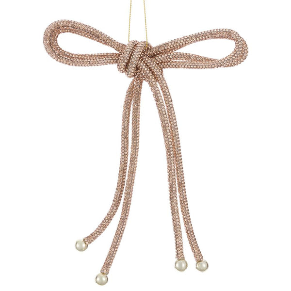 7" Diamond Bow Ornament, 3 Assorted Colors