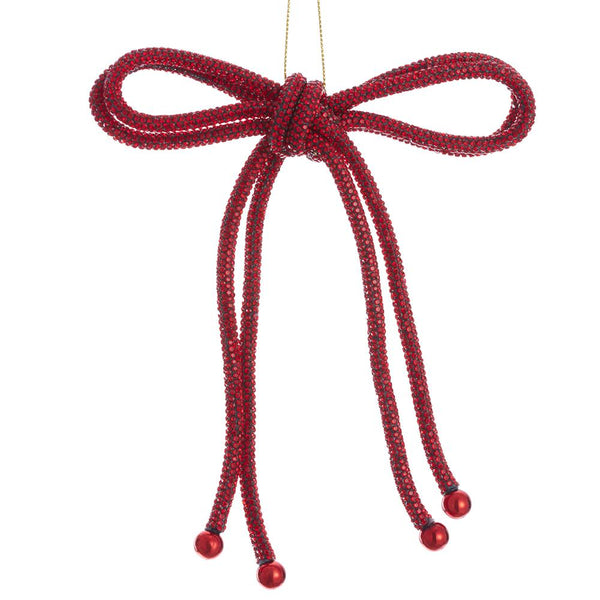 7" Diamond Bow Ornament, 3 Assorted Colors