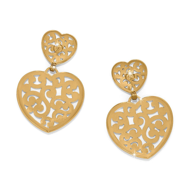 Contempo Heart Double Post Drop Earrings