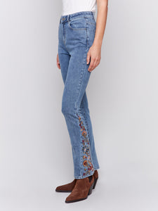 Embroidered Insert Side Bootcut Leg