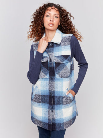 Button Front Collard Vest With Pockets