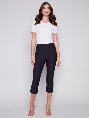 Stretch Pull-On Capri Pants - Navy