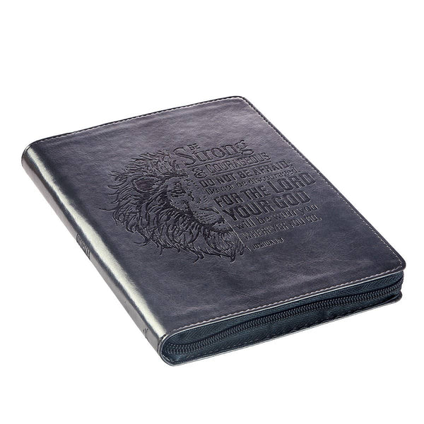 Journal Classic Zip Gray Be Strong Joshua 1:9
