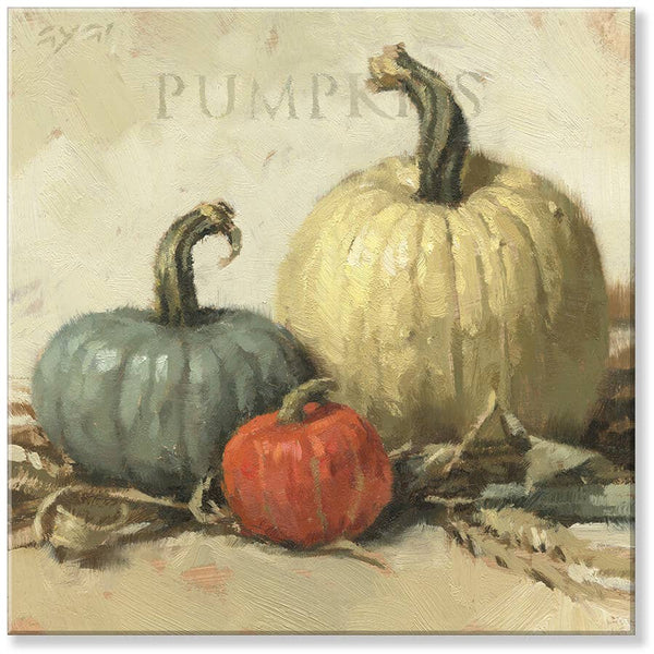 PUMPKIN TRIO GICLEE WALL ART: Multicolor / Medium: 14x14x1 inches