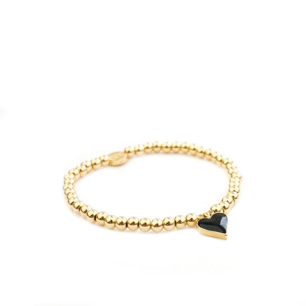 enamel heart bracelet: Gold/Teal
