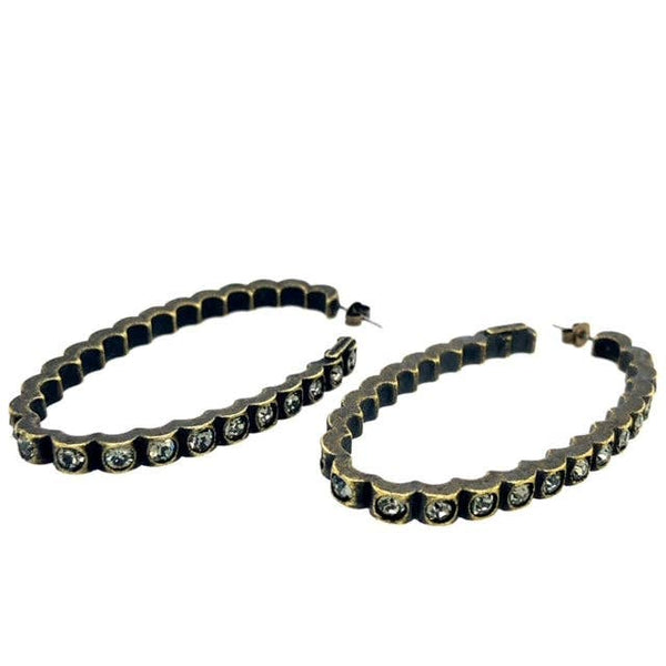 Burnished Oval Hoop Earrings: Light Turq