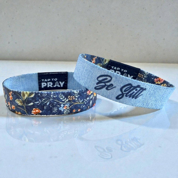 Tap To Pray® Wristband – Wildflower - Be Still: Medium