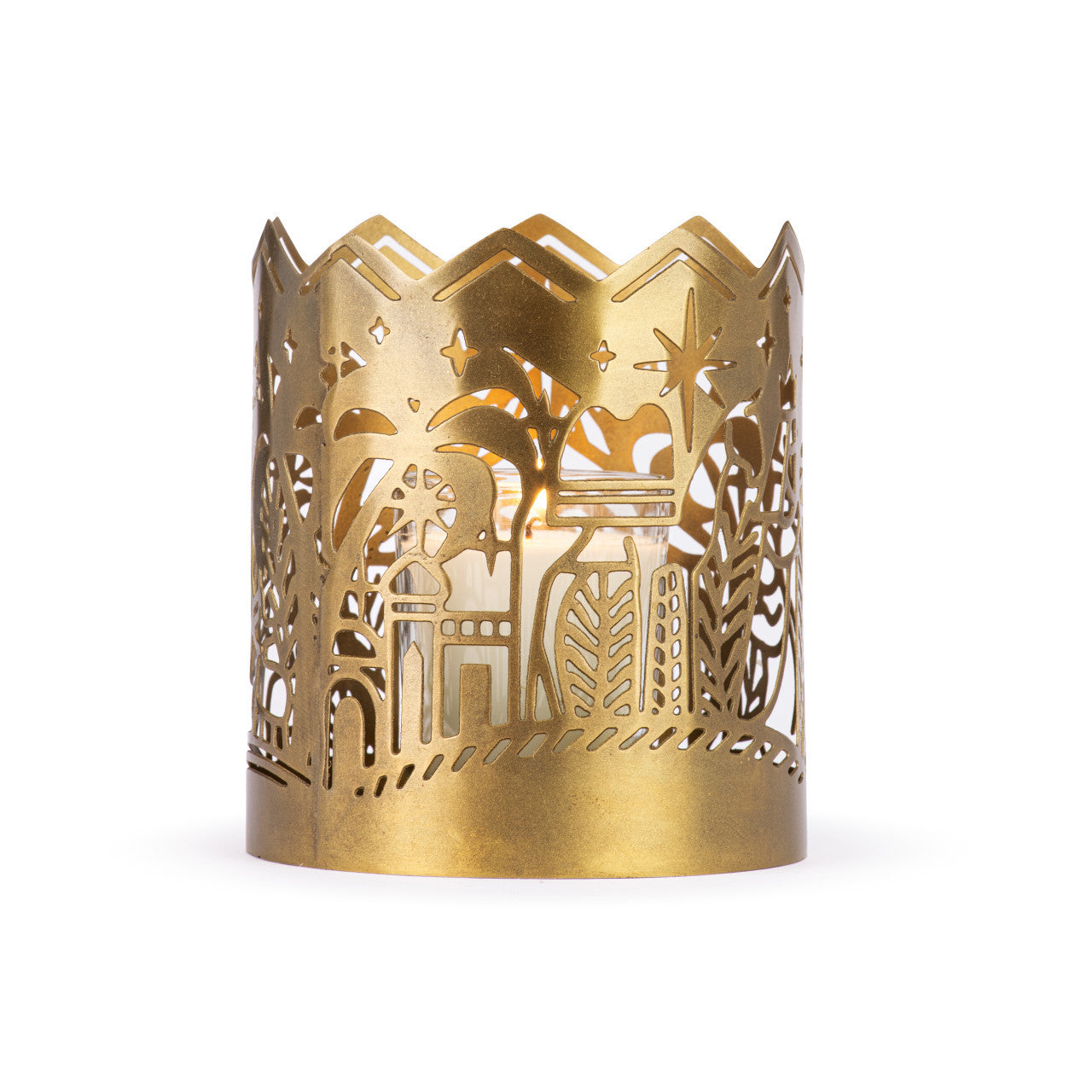 Metal Nativity Candle Sleeve