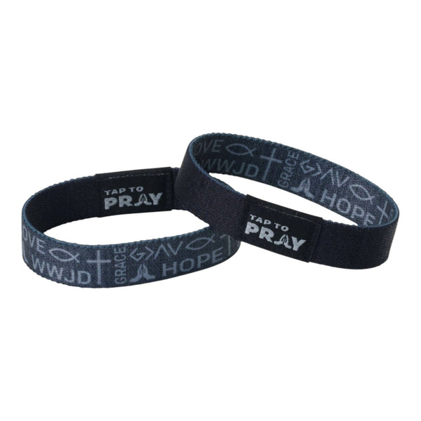 Tap To Pray® Wristband – Symbols of Faith - Grey: Large