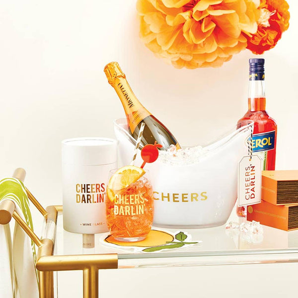 Stemless Wine Glass - Cheers Darlin': Hand Wash Only / Glass