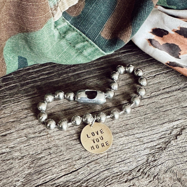 Stainless Steel & Brass Coin Tag Bracelets: 7.5 / Love You More