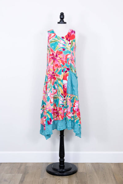 Crinkle Mixed Print Dress Jade : Jade / Small