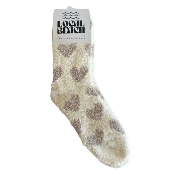 Local Beach Love Collection Heart Cozy Socks: Black/Cream / Heart Sock