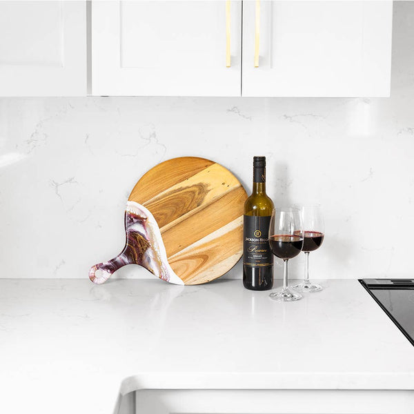 Cheeseboards - 12" Round w/handle: Gold Quartz