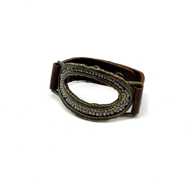 Live Edge Pave Open Center Oval Bracelet: Black w Black Diamond
