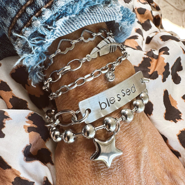 Hand Stamped Blessed Bracelet : 7.5"