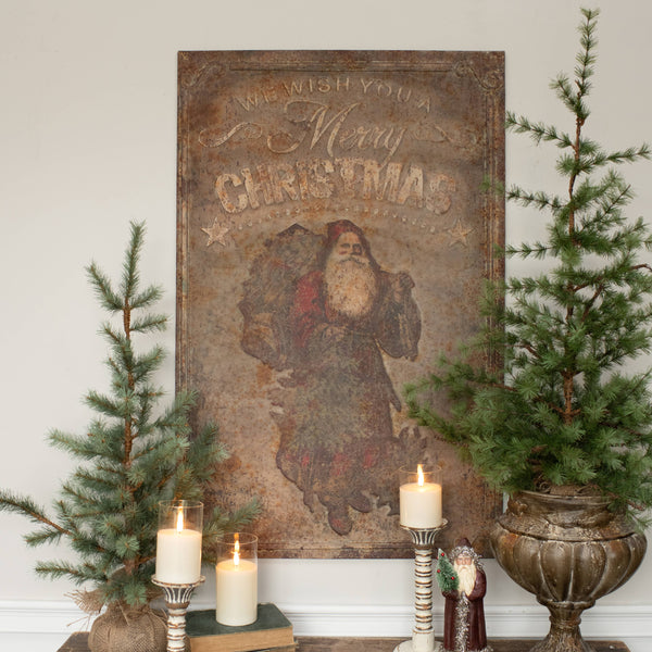 38.75" METAL MERRY CHRISTMAS SANTA PLAQUE