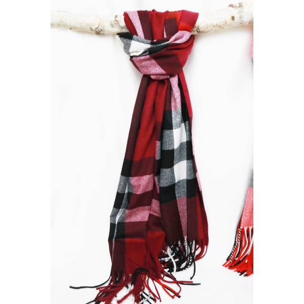 Wool Plaid Cashmere Scarf With Tassel: Beige / ONE