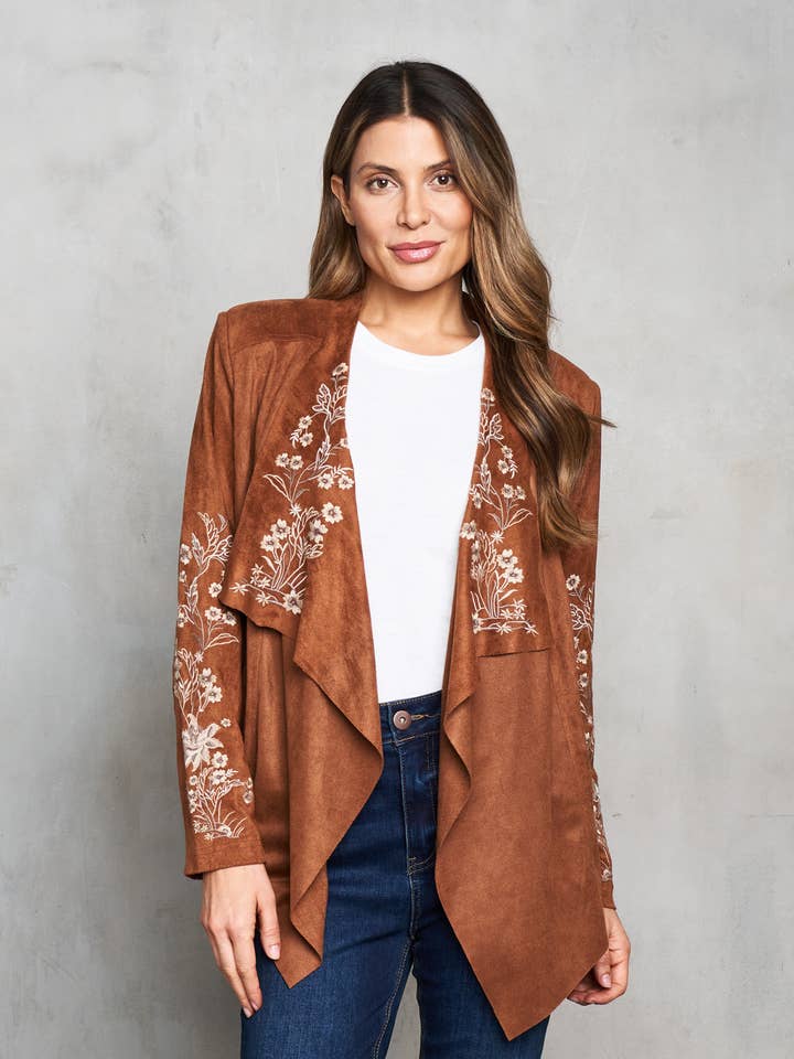 Suede Cascade Jacket w/ Embroidery