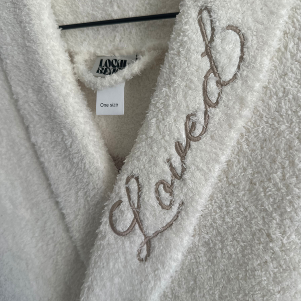 Local Beach Love Collection Heart Luxe Robe: Cream/Black / One Size Fits Most