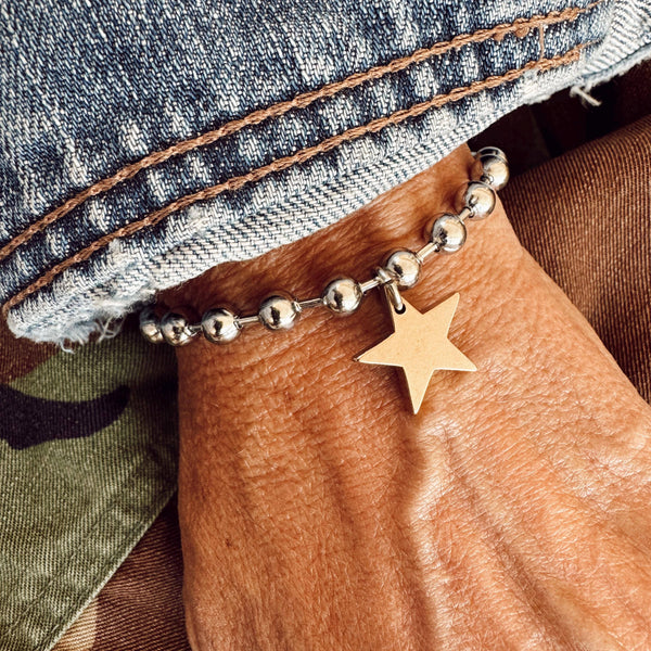 Brass Star Charm Bracelet : 7.5