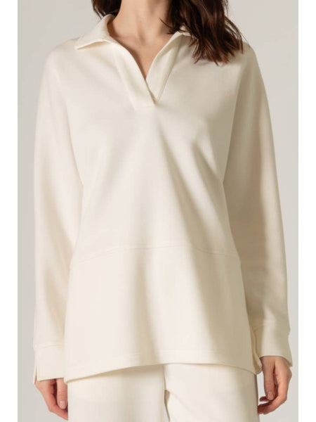 P. Cill Butter Modal Collared Long Sleeve Top