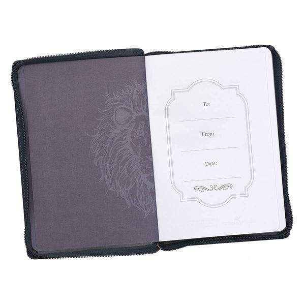 Journal Classic Zip Gray Be Strong Joshua 1:9