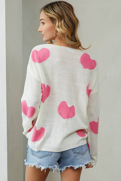 SMULTI HEART SWEATER: IVORY PINK : IVORY PINK / S/M
