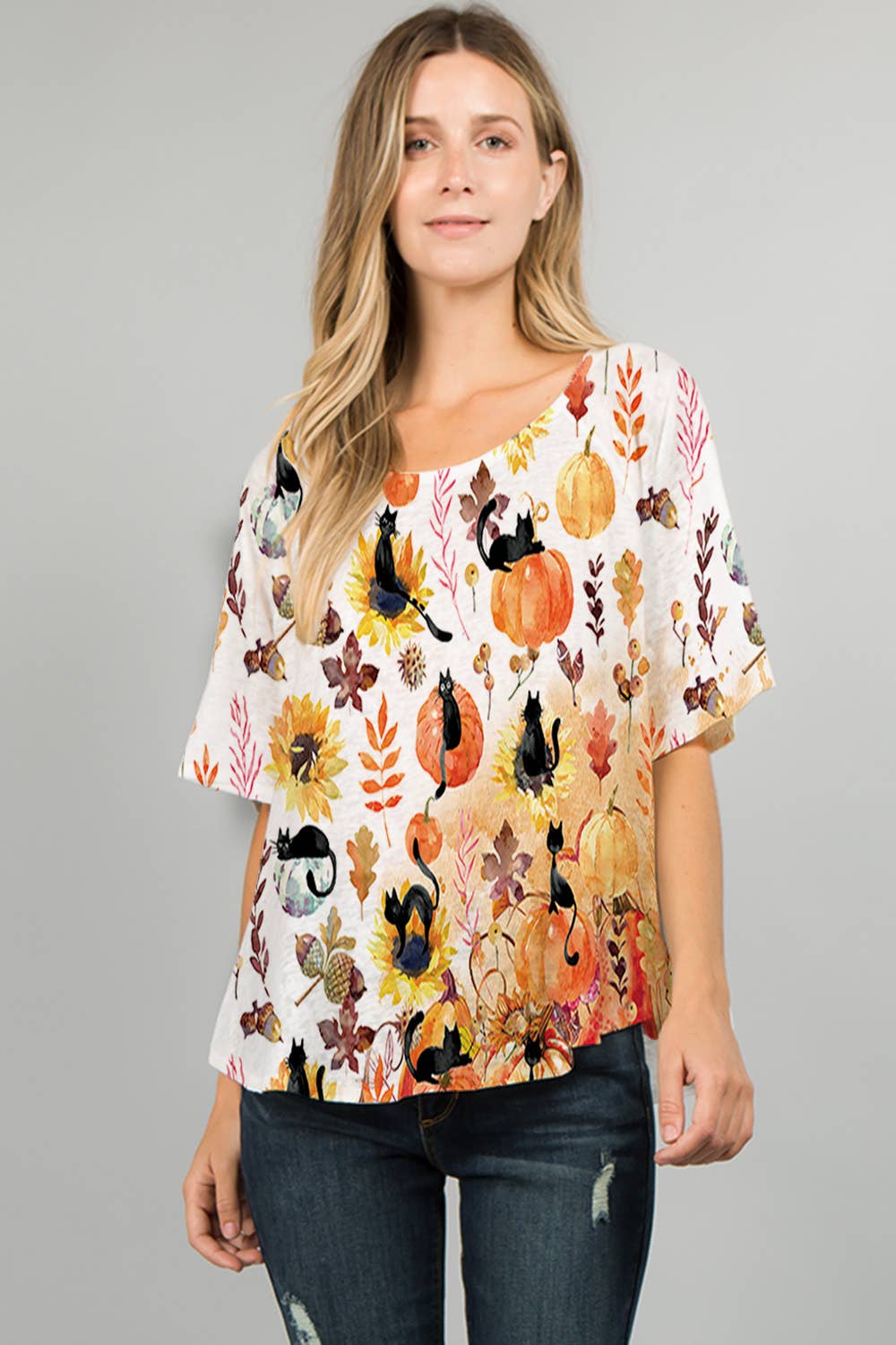 Et Lois" Fall Print  APPLE Top