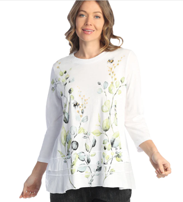 Jess & Jane Mineral Washed "Kelly" Floral Print Top